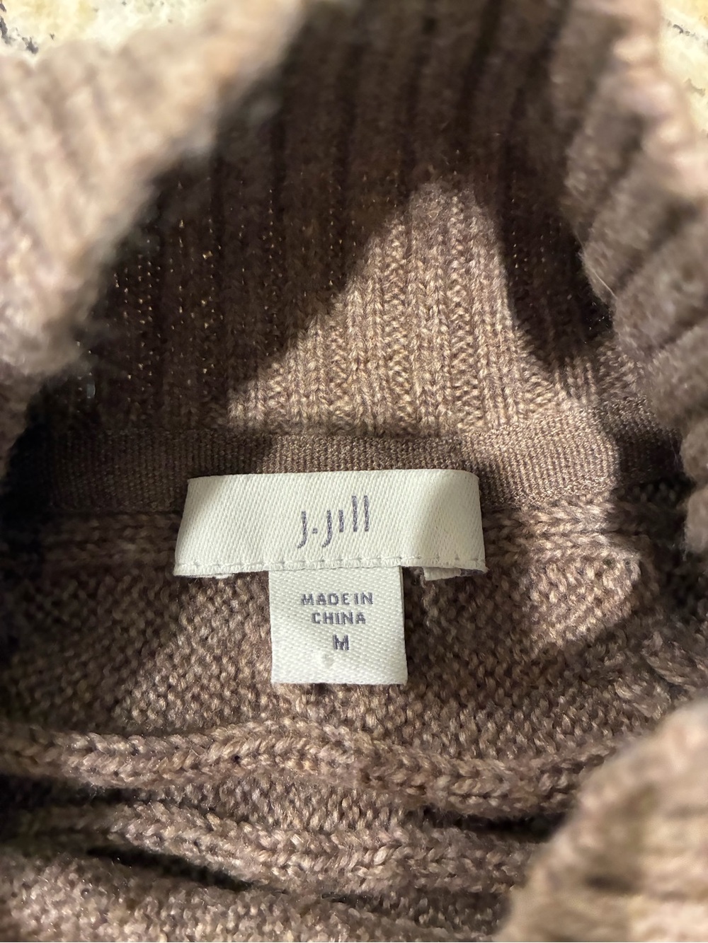 J. Jill Cable Knit Mock Turtleneck Sweater - Taupe - Picture 5 of 7